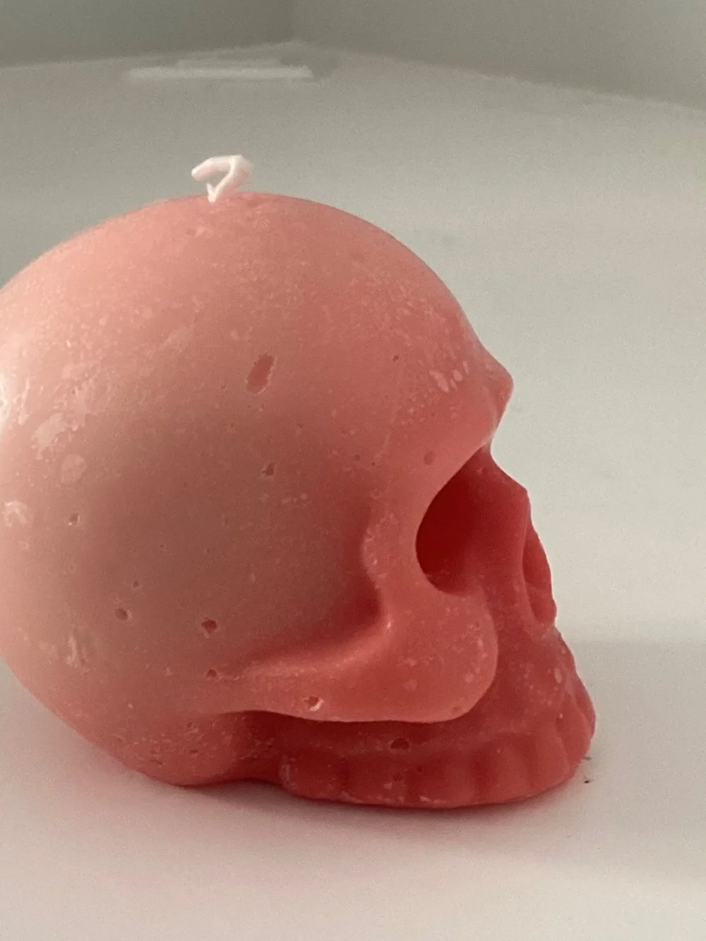 Pink Halloween Skull Candle Goth Half Skull Wax